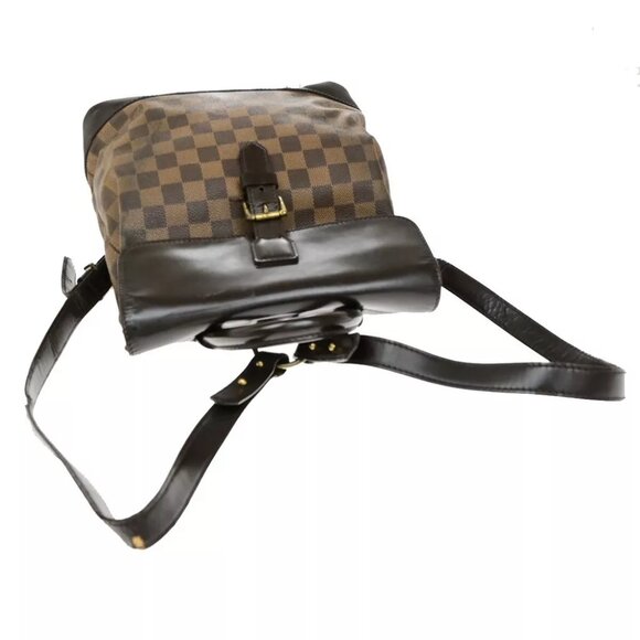 LOUIS VUITTON Logo Soho Backpack Bag Damier Ebene Leather Brown - Picture 6 of 16